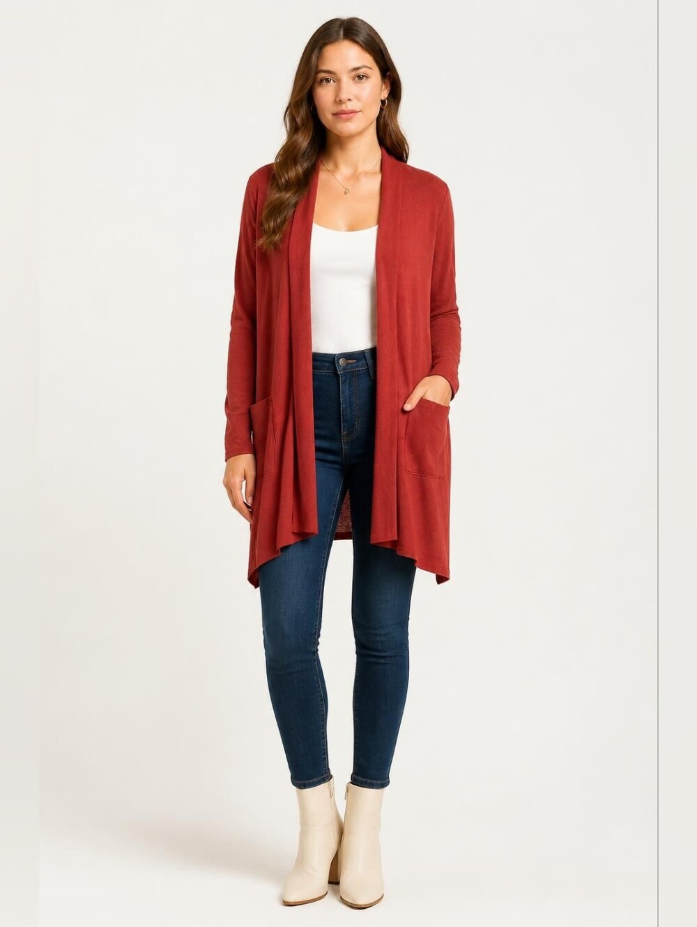 Style & Co. Wine-Red Open Front Cardigan